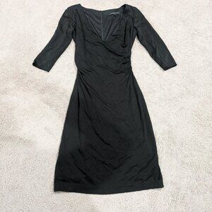david meister long sleeve dress David Meister Womens Black Dress Midi Long Sleeve V-Neck NWT Size 10